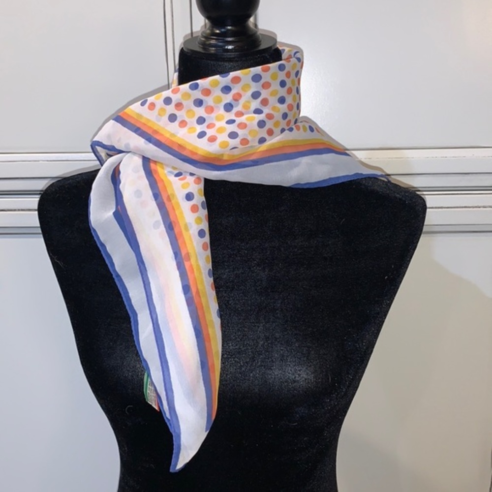 Morsly Vintage Polka dot Italian Scarf blue yellow